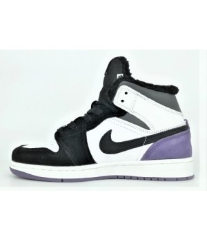Кроссовки Nike Air Jordan 1 High черные с фиолетовым